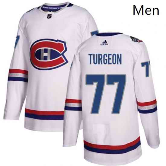 Mens Adidas Montreal Canadiens 77 Pierre Turgeon Authentic White 2017 100 Classic NHL Jersey